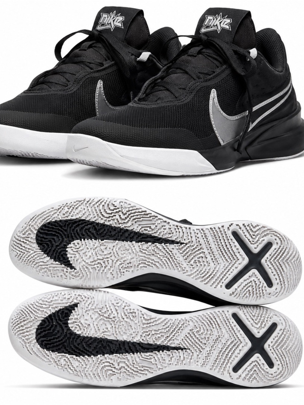Nike Team Hustle D 10 Basketball Shoes Black Silver Youth 6.5Y EU 39 Worn Once